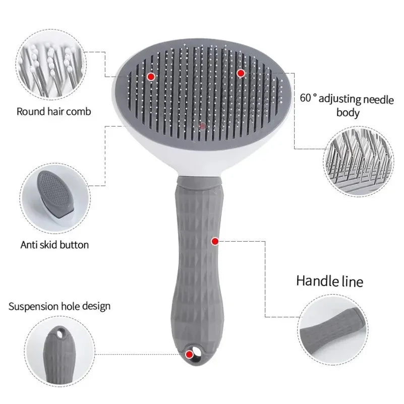 Cepillo Autolimpiante Antipelos para Perros y Gatos